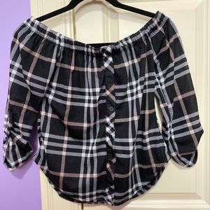 Off the shoulder plaid top